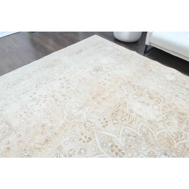 1970s 1970s Vintage Persian Handmade Wool Cotton Light Brown Area Rug For Sale - Image 5 of 11