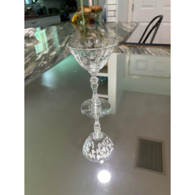 A gorgeous set of fine Fostoria Chintz etched champagne Flutes. This was one of Fostoria’s most popular items manufactured...