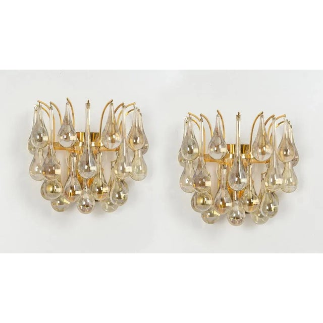 Large Gilded Brass and Crystal Sconces attributed to C. Palme, Germany, 1970s, Set of 2 For Sale - Image 9 of 10