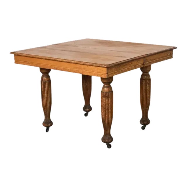 19th Century English Victorian Oak Dining Center Table For Sale