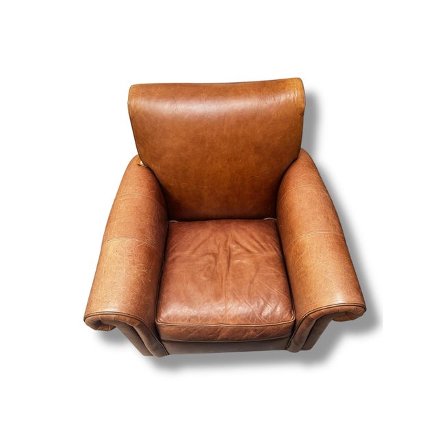 1990s Bernhardt Leather Chair & Ottoman For Sale - Image 5 of 8
