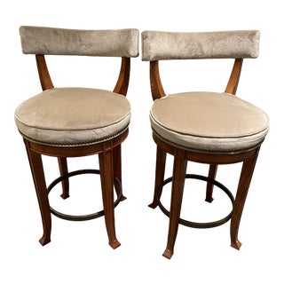 Hickory Chair Newbury Swivel Counter Stools - a Pair For Sale