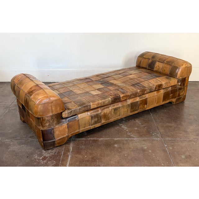 Vintage 1970s Patchwork Leather Daybed Sofa For Sale - Image 4 of 15
