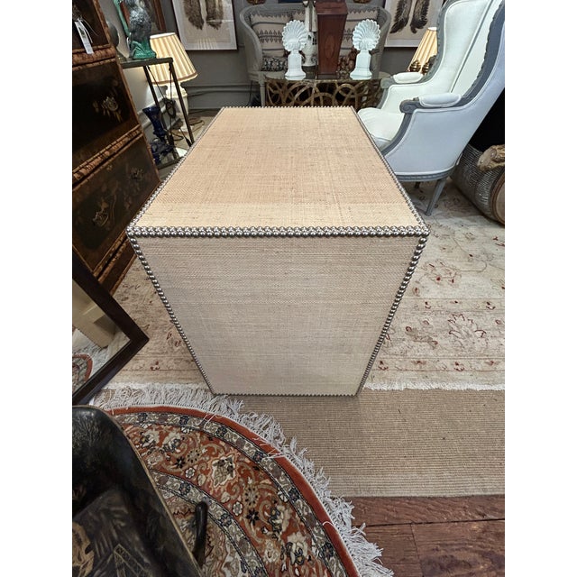 Pair of Contemporary William Sonoma Home Grasscloth Night Stands With Single Drawer For Sale In Philadelphia - Image 6 of 15