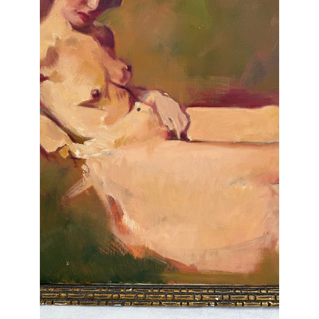 Portraiture Antique Original Painting Classical Study of Reclining Nude Female For Sale - Image 3 of 10