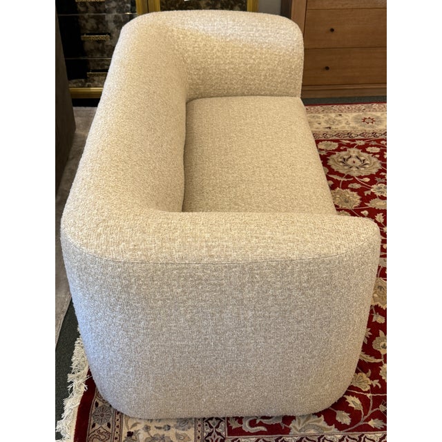 Contemporary Crate & Barrel Contour Collection Apartment Sofa, Oat For Sale - Image 3 of 12