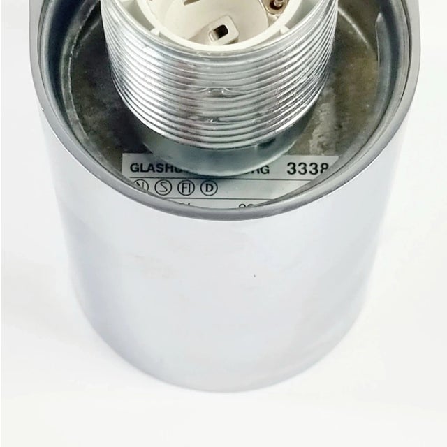 Silver Mid-Century Modern Opaline Glass and Chrome Wall Lights from Limburg, 1970s, Set of 3 For Sale - Image 8 of 9