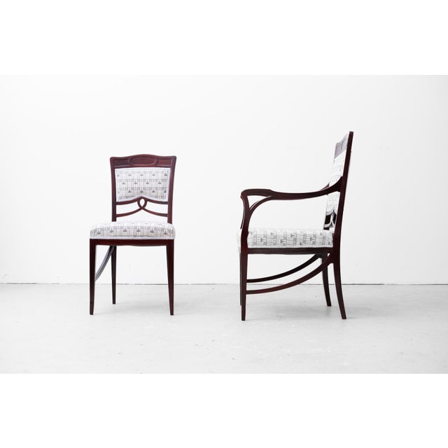Set of Art Nouveau Armchair & Side Chair in the style of Henry Van De Velde, 1905 For Sale - Image 6 of 18