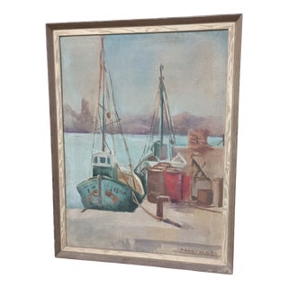 Port of Valencia, Marina, 1920s, Oil on Canvas For Sale