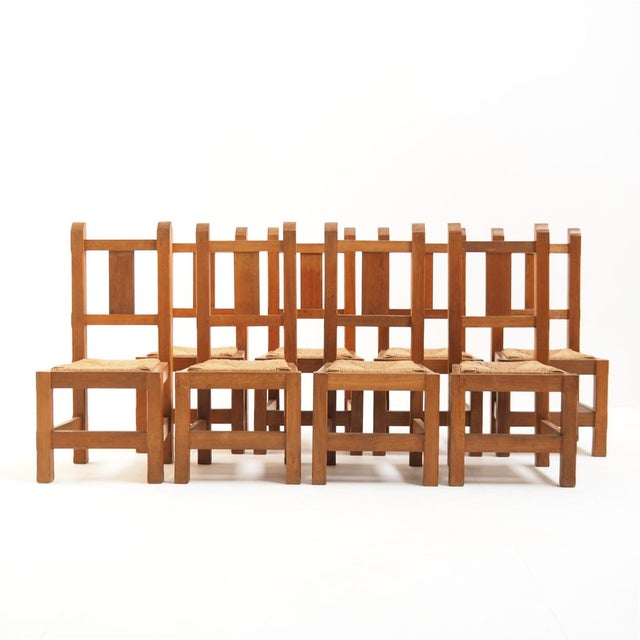 Brown Handmade Oak Chairs, 1970s, Set of 8 For Sale - Image 8 of 16