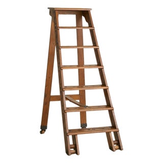 19th Century Italian Walnut Library Ladder For Sale