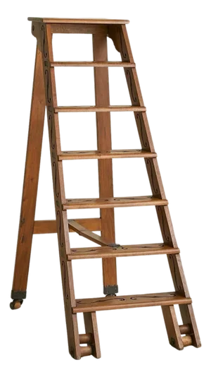 19th Century Italian Walnut Library Ladder