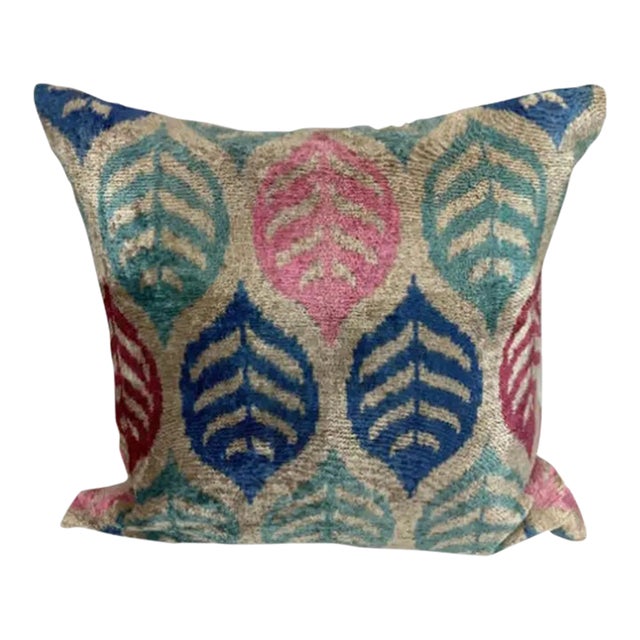 Handmade Silk Ikat Decorative Pillow Cover For Sale