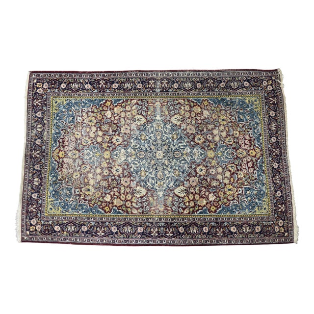 Vintage Hand-Woven Middle Eastern Oriental Isfahan Rug, 1940s For Sale