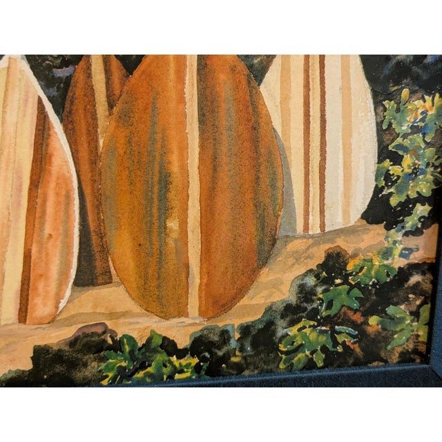 1980s 1980s Original Watercolor by Peggy Chun "Spirit of the Paddles" - Hawaiian Canoe (Wa'a) and Paddles (Hoe) For Sale - Image 5 of 6