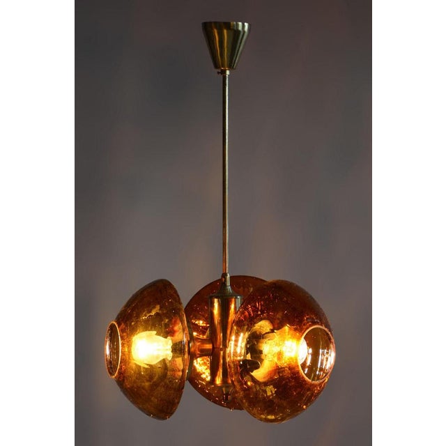 Mid-Century Chandelier in Brass and Glass from Kamenický Šenov, Czech, 1960s For Sale - Image 11 of 13