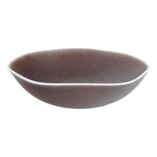 Large Stoneware Bowl in Brown Hares Fur Glaze by Berndt Friberg for Gustavberg Studio, 1964 For Sale
