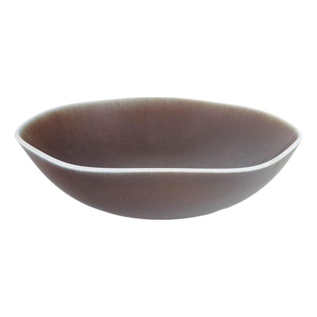 Large Stoneware Bowl in Brown Hares Fur Glaze by Berndt Friberg for Gustavberg Studio, 1964 For Sale