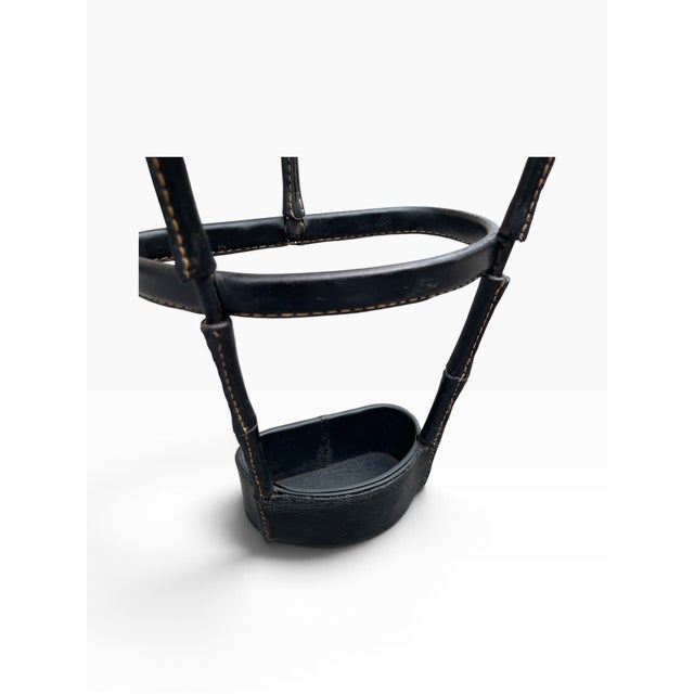 Vintage Stitched Leather Umbrella Stand by Jacques Adnet, 1950s For Sale - Image 10 of 12