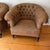 Pair of Chesterfield Tufted Deep Club Chairs With Turned Wooden Legs and Brass Casters For Sale - Image 4 of 16