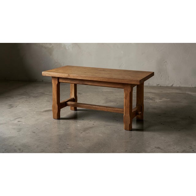 Vintage French Handcrafted Wabi-Sabi Oak Coffee Table, 1975 For Sale - Image 4 of 4