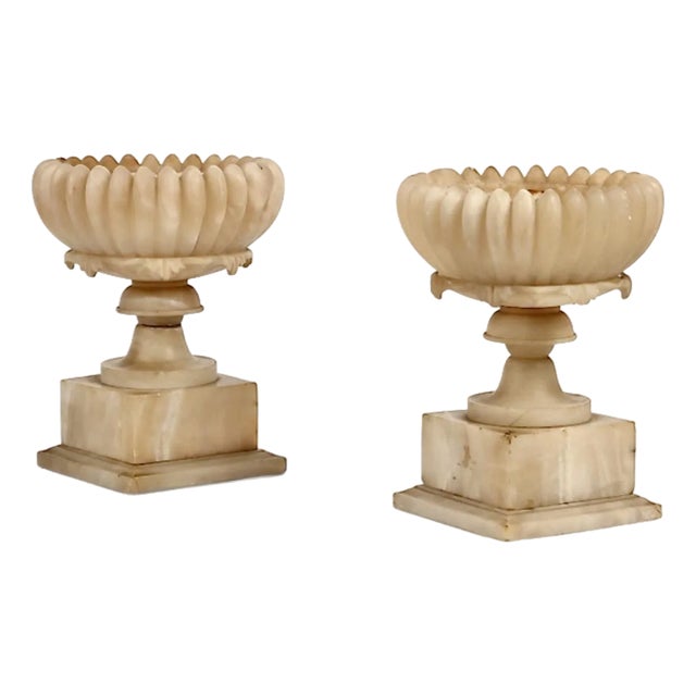 Pair Antique Alabaster Tazza For Sale