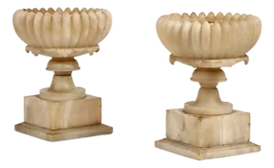 Pair Antique Alabaster Tazza