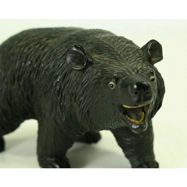 Wood 19th Century Black Forest Carved Wood Figurine of a Bear With Glass Eyes For Sale - Image 7 of 13