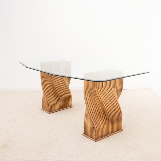 Glass and Bamboo Dining Table, 1970 For Sale - Image 8 of 8