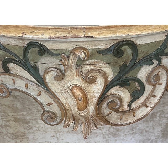 Rococo 19th Century Rococo Style Italian Console Table Marble Top For Sale - Image 3 of 18