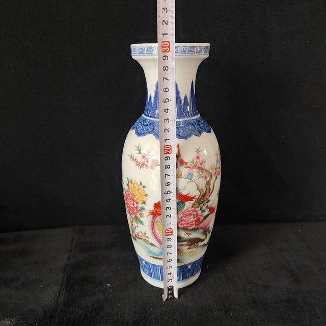 Chinese Ceramic Vase,Famille Rose Porcelain Vase Hand Painted Flowers and Birds Pattern For Sale - Image 11 of 12