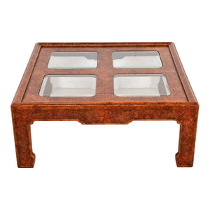 Mario Buatta for John Widdicomb Hollywood Regency Chinoiserie Faux Tortoise Shell Coffee Table
