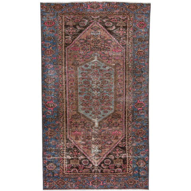 Textile 1960s Vintage Persian Distressed Handmade Tribal Pink Wool Rug For Sale - Image 7 of 7