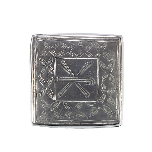 Metal Late 20th Century Square Lidded Pewter Box With Christian Motif For Sale - Image 7 of 7