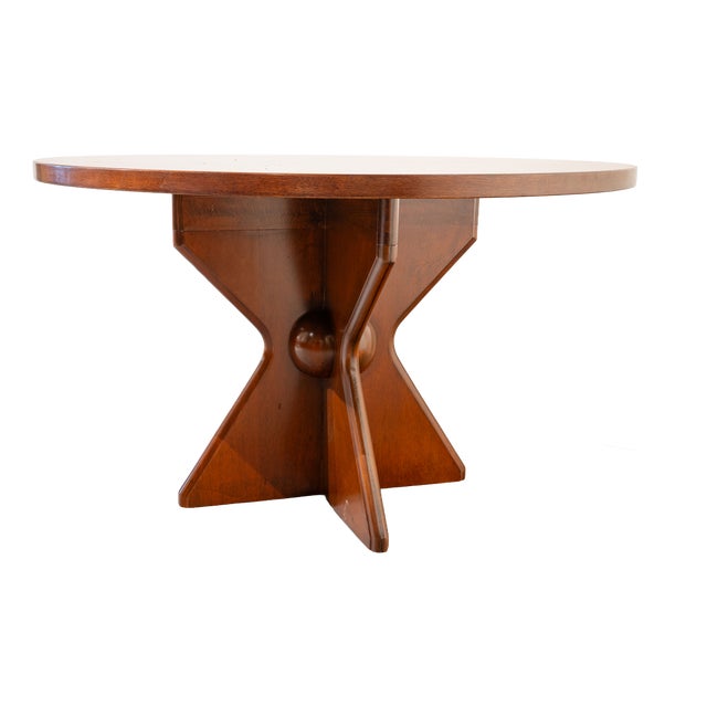 Italian Round Table with Central Pedestal, 1950s For Sale