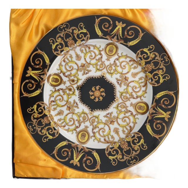 Rosenthal for Versace Porcelain Serving Plate With Matching Porcelain Handgrip Server For Sale
