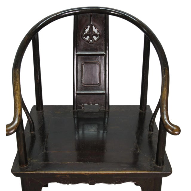 A Pair Antique Chinese Round Back Arm Chairs For Sale - Image 10 of 13