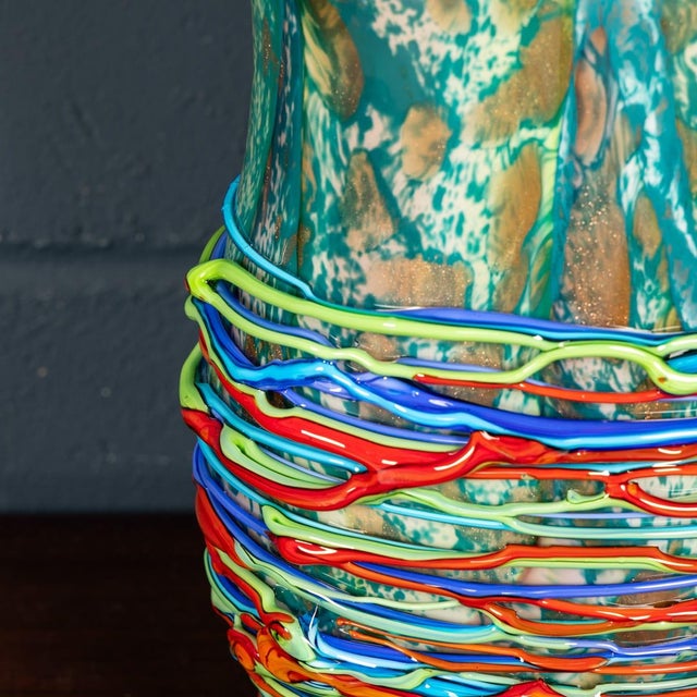 Glass Vintage Italian Hand Blown Millefiori Glass Vase, Murano, 1990s For Sale - Image 7 of 18