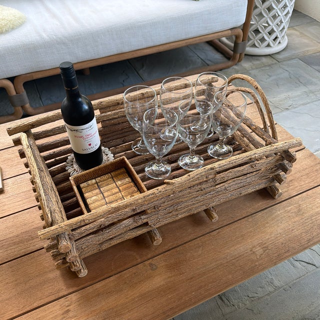 Rustic Vintage Rustic Adirondack Style Tray Crafted From Natural Bark on Twigs For Sale - Image 3 of 11