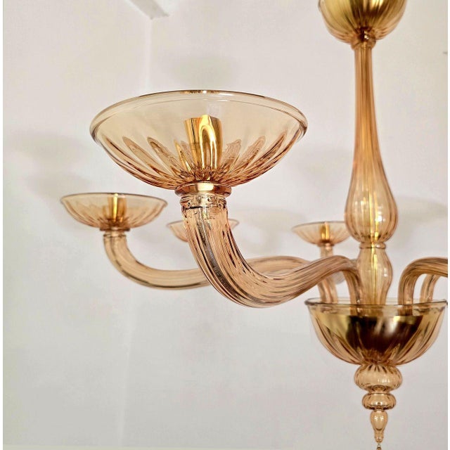 Glass 1980s Amber-Brown Neoclassical Murano Chandelier For Sale - Image 7 of 9