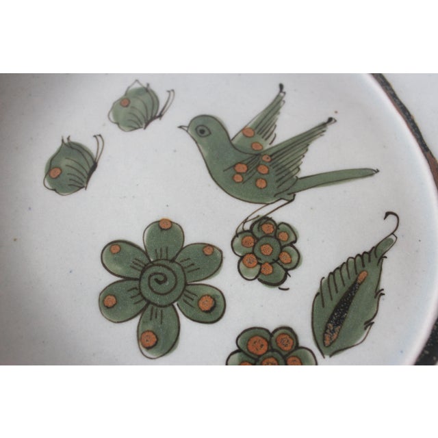 Vintage El Palomar Ken Edwards Handmade Pottery Bird Dish Plate Leaf Shape Bohemian Ceramic Mexican Platter Bowl For Sale - Image 10 of 11