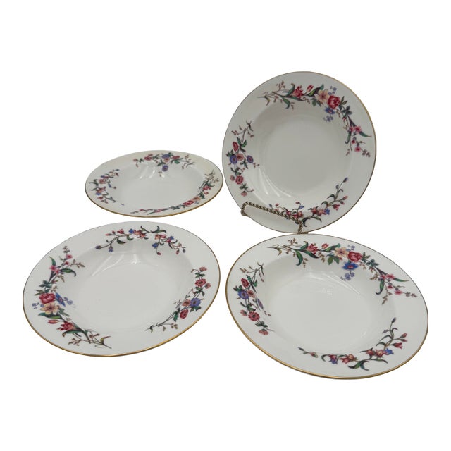 1950s Soup Bowls by Wedgwood in Devon Sprays Bone China Set of 4 For Sale