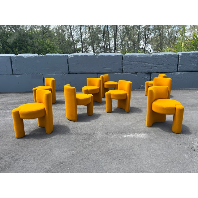 Set of Nine Modern Designer Chairs, Sunflower Yellow For Sale In Miami - Image 6 of 12
