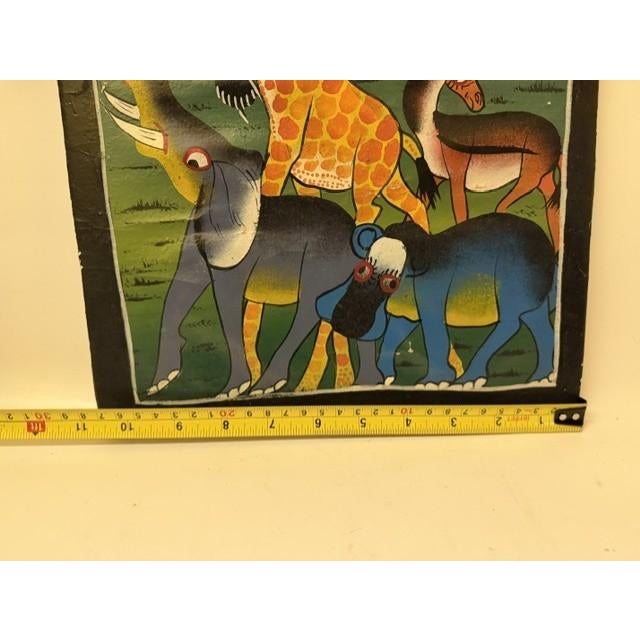 Vintage 1970s/1980s Tanzanian Tingatinga School Wildlife Painting – Enamel on Board, 11.5" X 14" For Sale - Image 17 of 17