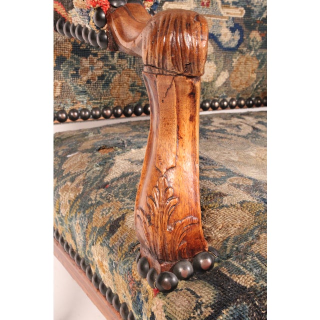 French Regence Walnut Armchair With Tapestry Upholstery For Sale - Image 14 of 15