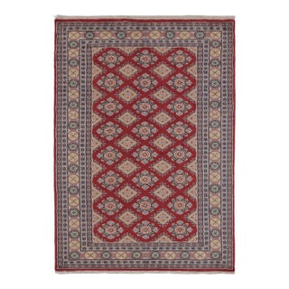 Vintage Bokhara Rug in Saturated Red With Geometric Patterns - Rug & Kilim For Sale