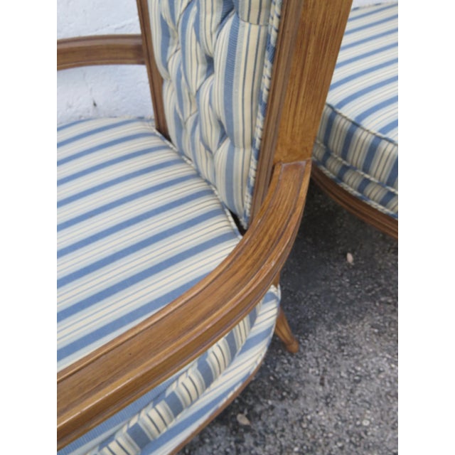 Brown French Tall Side Livingroom Fireplace Accent Chairs a Pair 6106 For Sale - Image 8 of 17