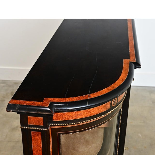 19th Century English 19th Century Ebonized Inlay Credenza For Sale - Image 5 of 18