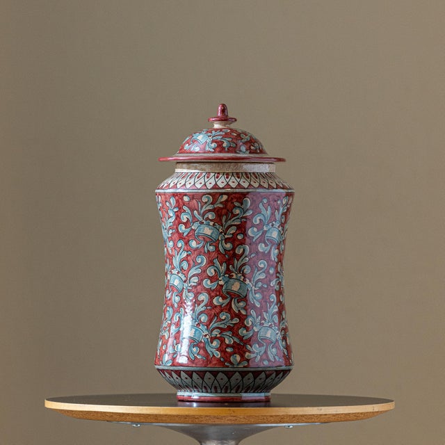 Italian Vintage Biagioli Gubbio Italian Ceramic Majolica Urn For Sale - Image 3 of 6