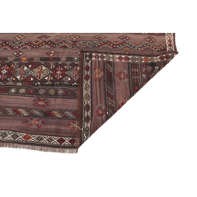 Mid 20th Century Embroidered Vintage Kilim Rug For Sale - Image 5 of 7